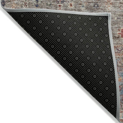 LOOMLAN Rugs Yaniqa Gray Washable Indoor-Outdoor Rug