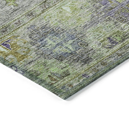 LOOMLAN Rugs Yaniqa Green Washable Indoor-Outdoor Rug