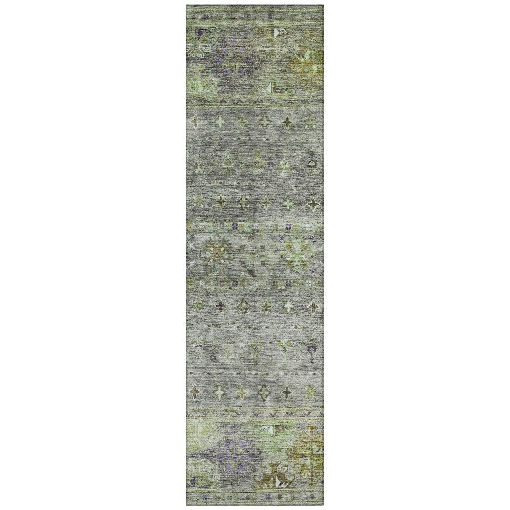 LOOMLAN Rugs Yaniqa Green Washable Indoor-Outdoor Rug