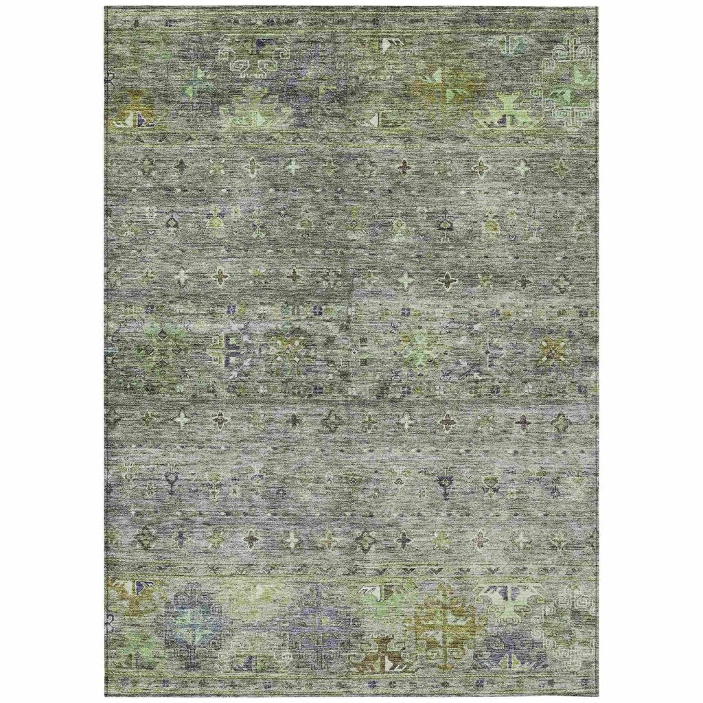 LOOMLAN Rugs Yaniqa Green Washable Indoor-Outdoor Rug