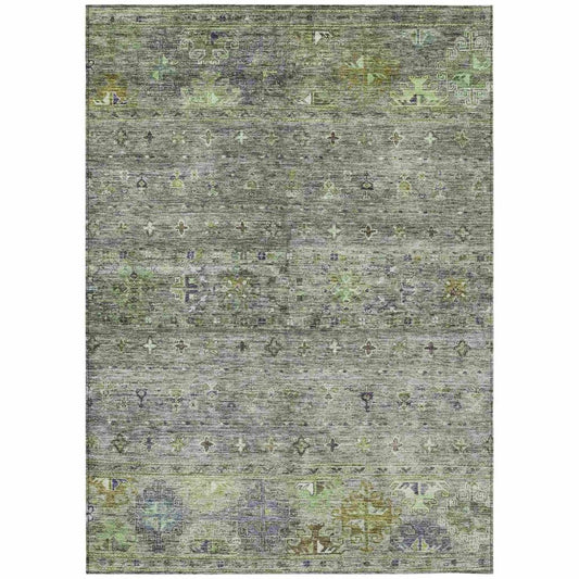 LOOMLAN Rugs Yaniqa Green Washable Indoor-Outdoor Rug