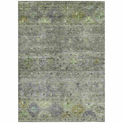 LOOMLAN Rugs Yaniqa Green Washable Indoor-Outdoor Rug