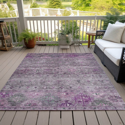 LOOMLAN Rugs Yaniqa Purple Washable Indoor-Outdoor Rug