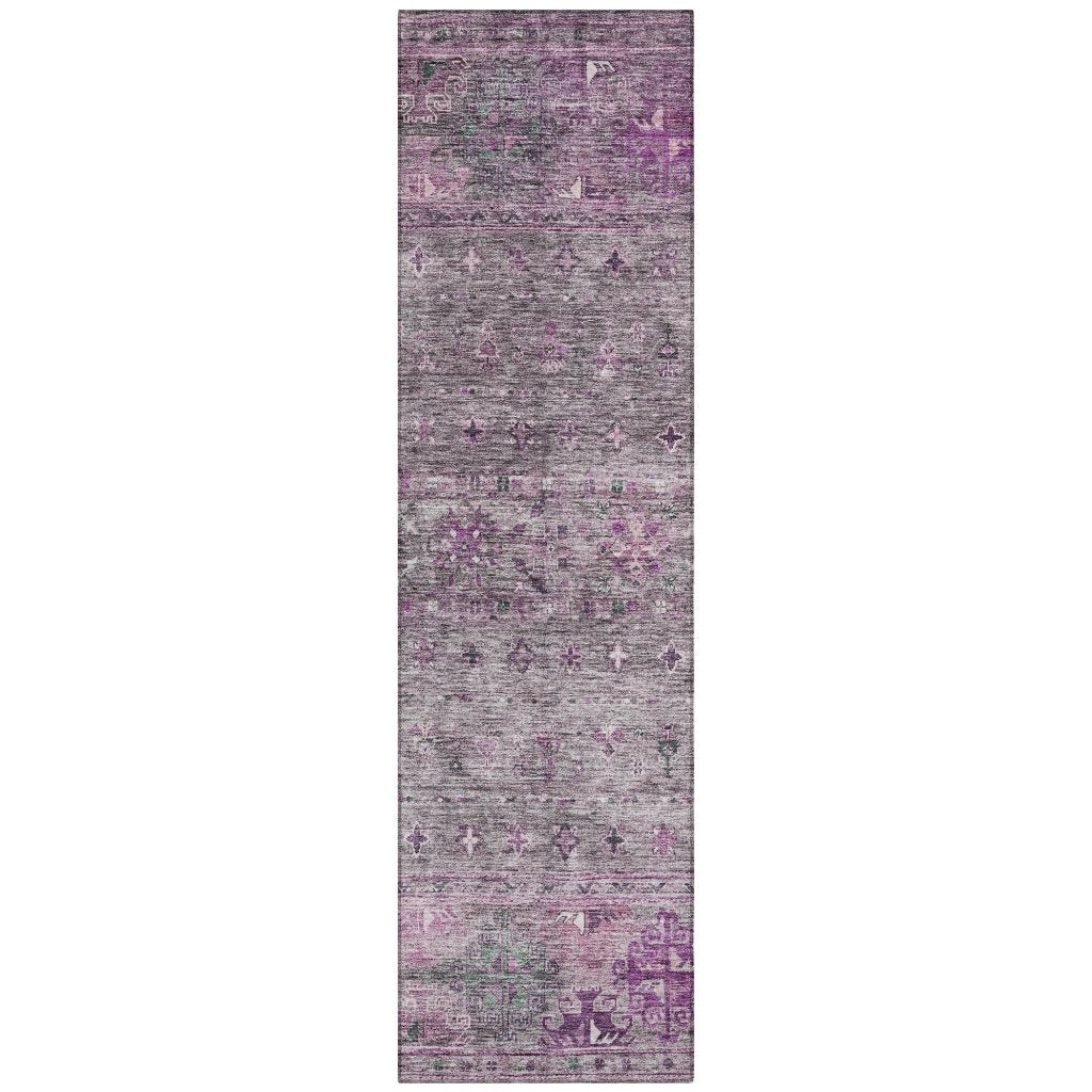 LOOMLAN Rugs Yaniqa Purple Washable Indoor-Outdoor Rug