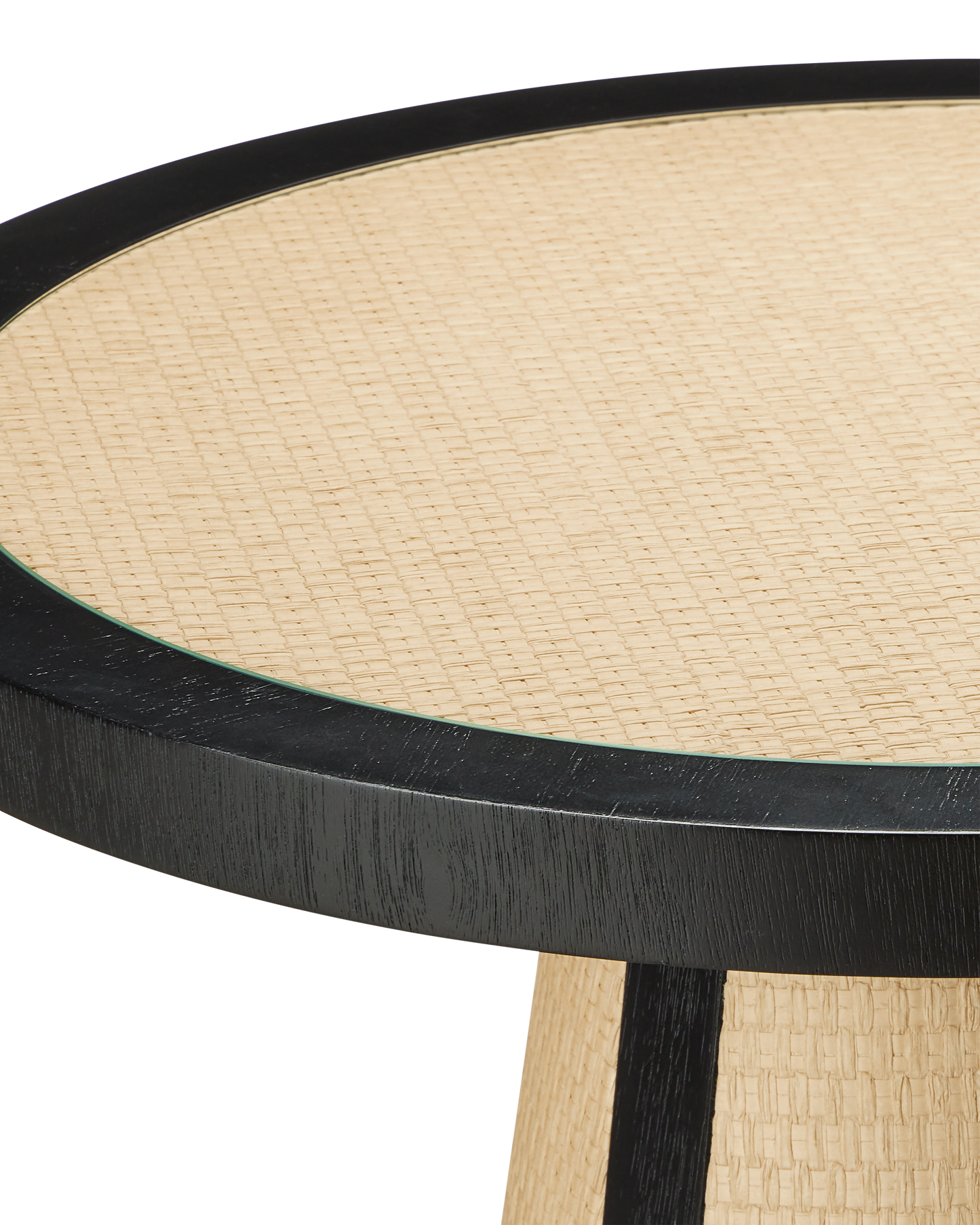 24 in. Deanna Wood and Raffia Ivory Round Accent Table