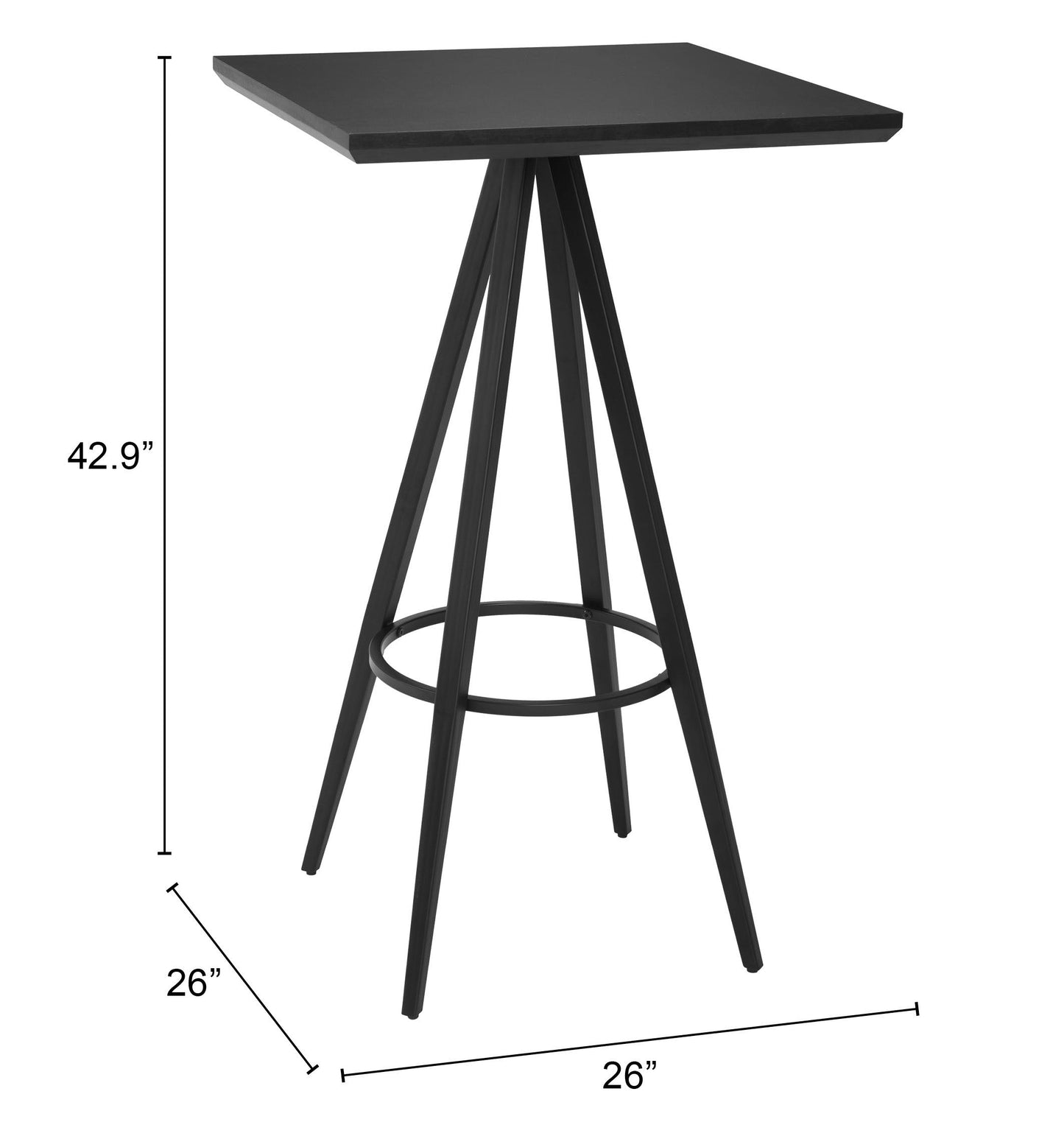 Tinos Wood and Steel Black Square Bar Table