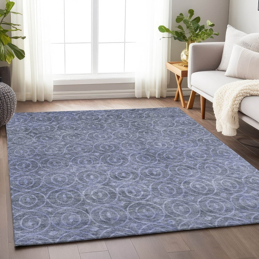 LOOMLAN Rugs Zafrine Denim Washable Indoor-Outdoor Rug