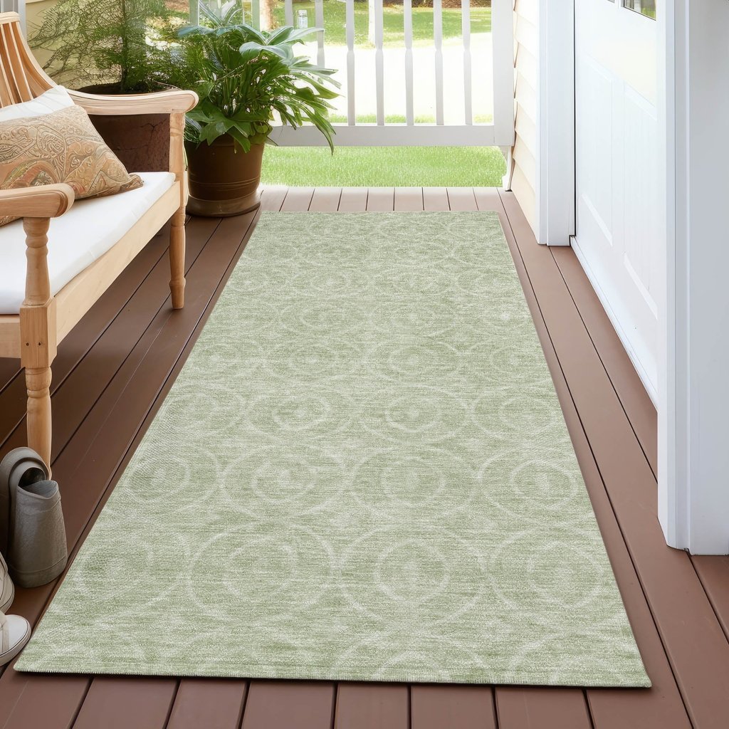 LOOMLAN Rugs Zafrine Green Washable Indoor-Outdoor Rug
