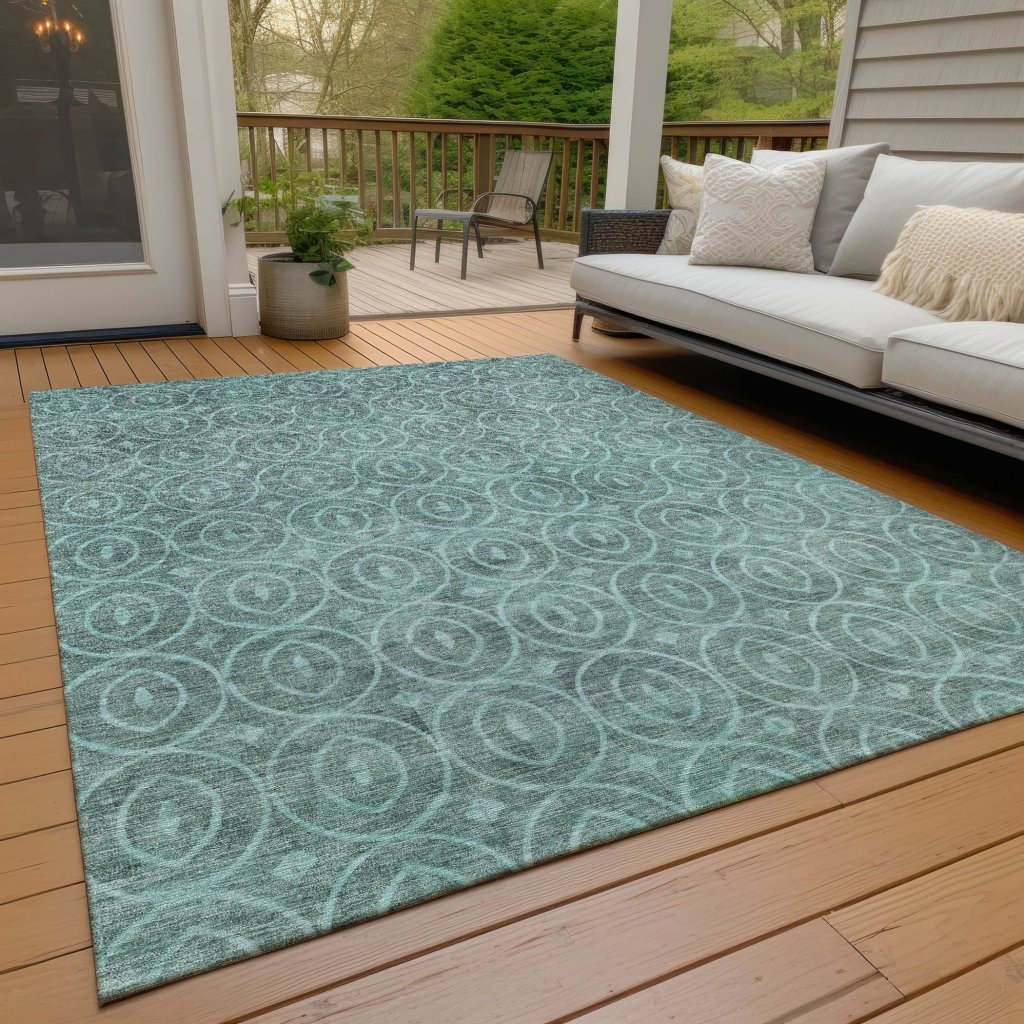 LOOMLAN Rugs Zafrine Teal Washable Indoor-Outdoor Rug