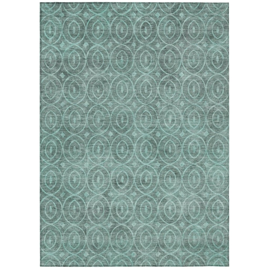 LOOMLAN Rugs Zafrine Teal Washable Indoor-Outdoor Rug