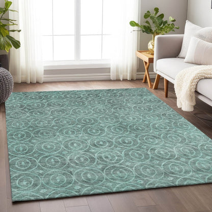 LOOMLAN Rugs Zafrine Teal Washable Indoor-Outdoor Rug