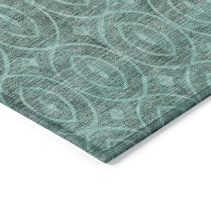 LOOMLAN Rugs Zafrine Teal Washable Indoor-Outdoor Rug