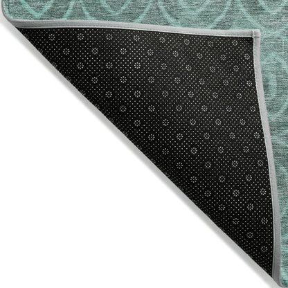 LOOMLAN Rugs Zafrine Teal Washable Indoor-Outdoor Rug