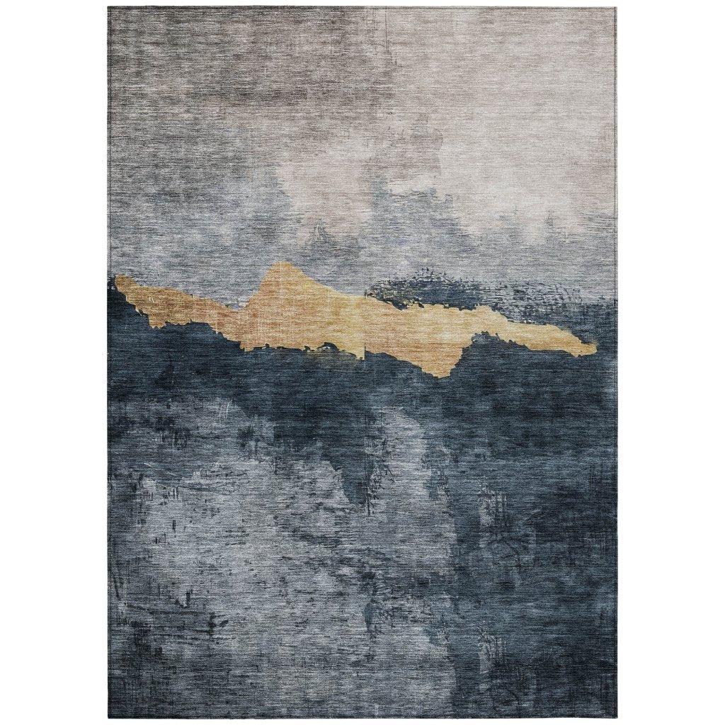 LOOMLAN Rugs Zailor Blue Washable Indoor-Outdoor Rug