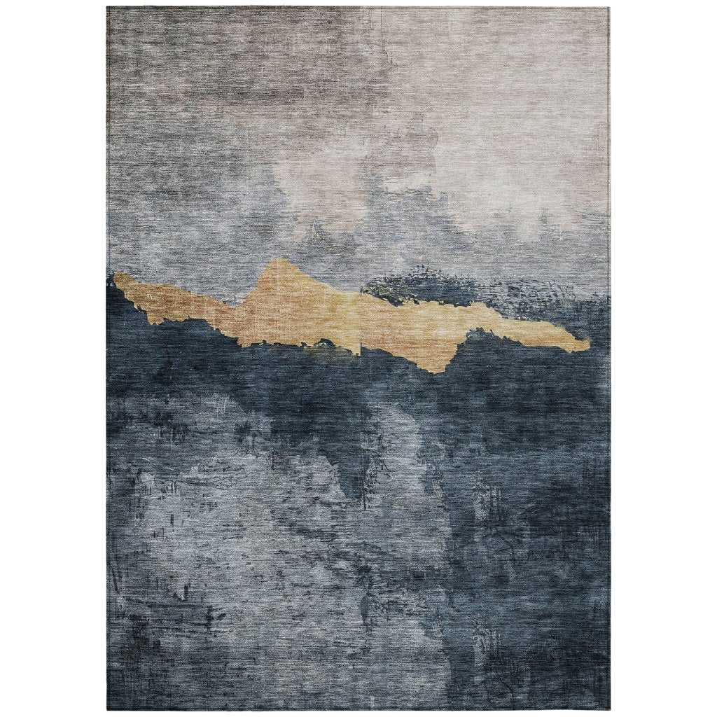 LOOMLAN Rugs Zailor Blue Washable Indoor-Outdoor Rug