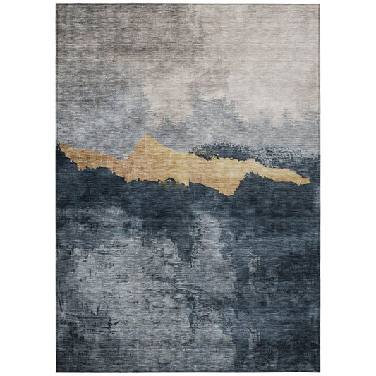 LOOMLAN Rugs Zailor Blue Washable Indoor-Outdoor Rug