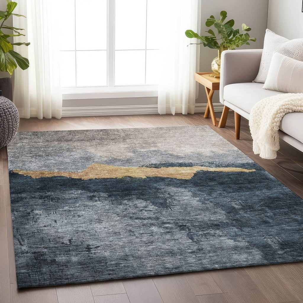 LOOMLAN Rugs Zailor Blue Washable Indoor-Outdoor Rug