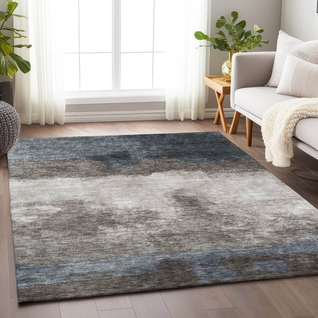 LOOMLAN Rugs Zailor Gray Washable Indoor-Outdoor Rug