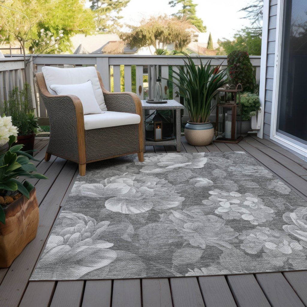 LOOMLAN Rugs Zaleenah Gray Washable Indoor-Outdoor Rug