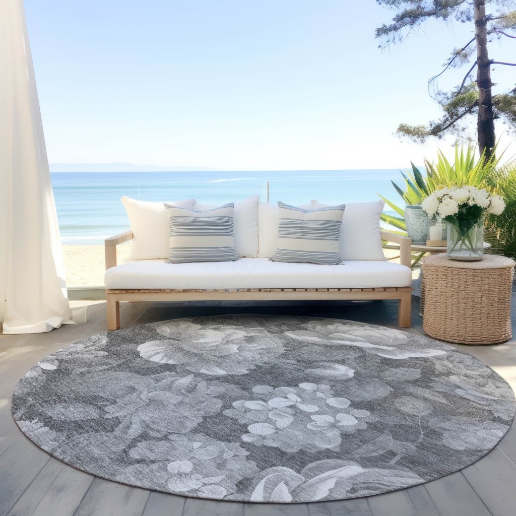 LOOMLAN Rugs Zaleenah Gray Washable Indoor-Outdoor Rug