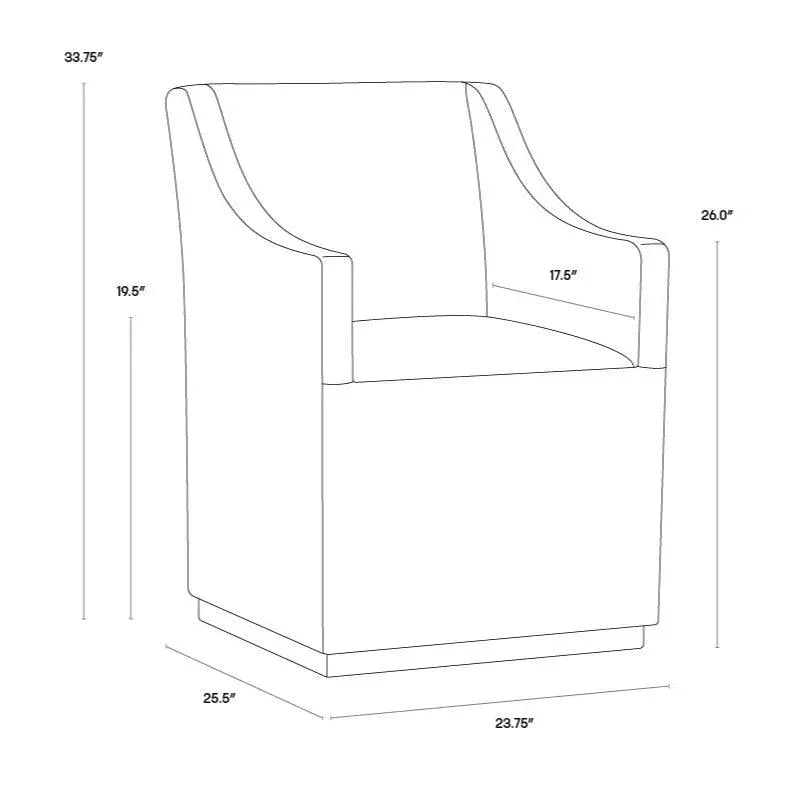 SUNPAN Zane Fabric Wheeled Dining Chair