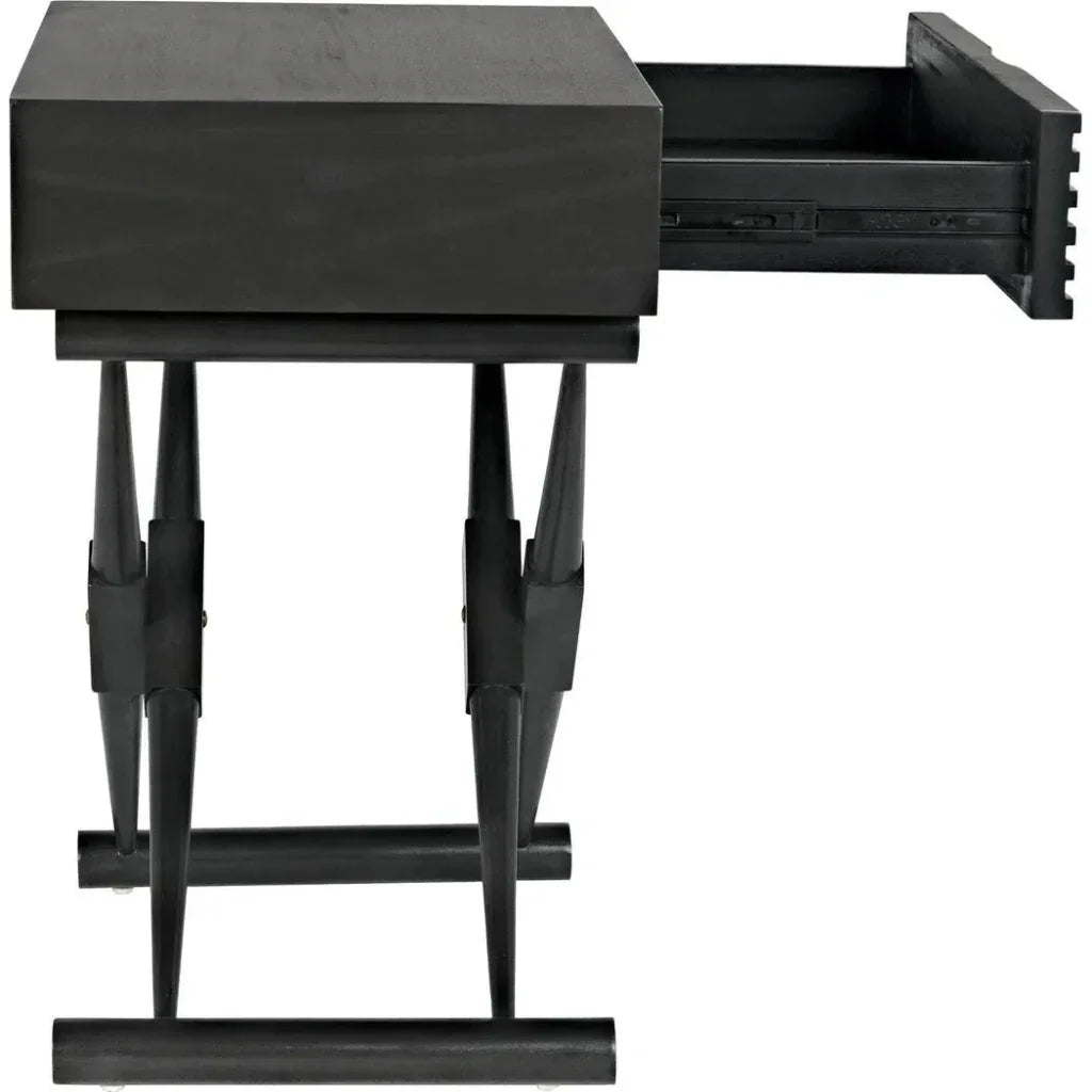 Noir Zanta Wood Rectangle Side Table