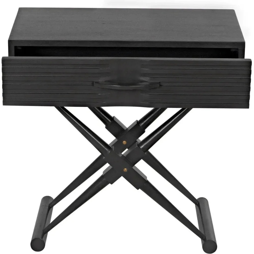Noir Zanta Wood Rectangle Side Table