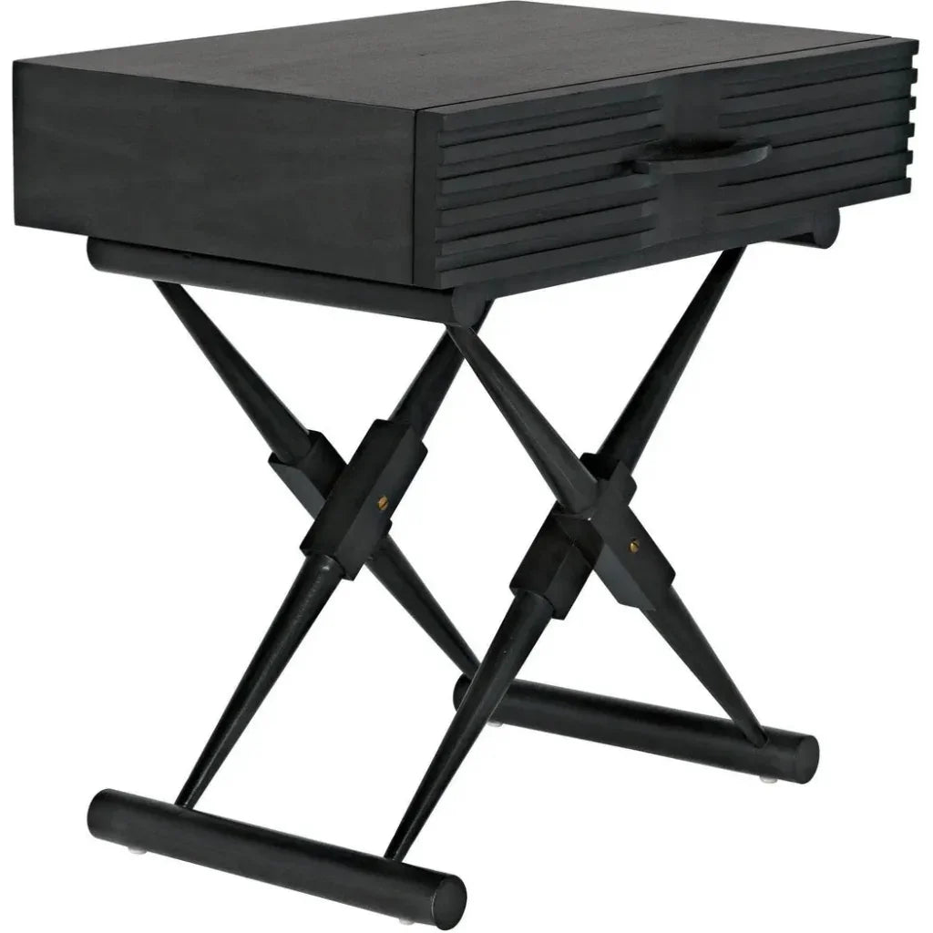 Noir Zanta Wood Rectangle Side Table
