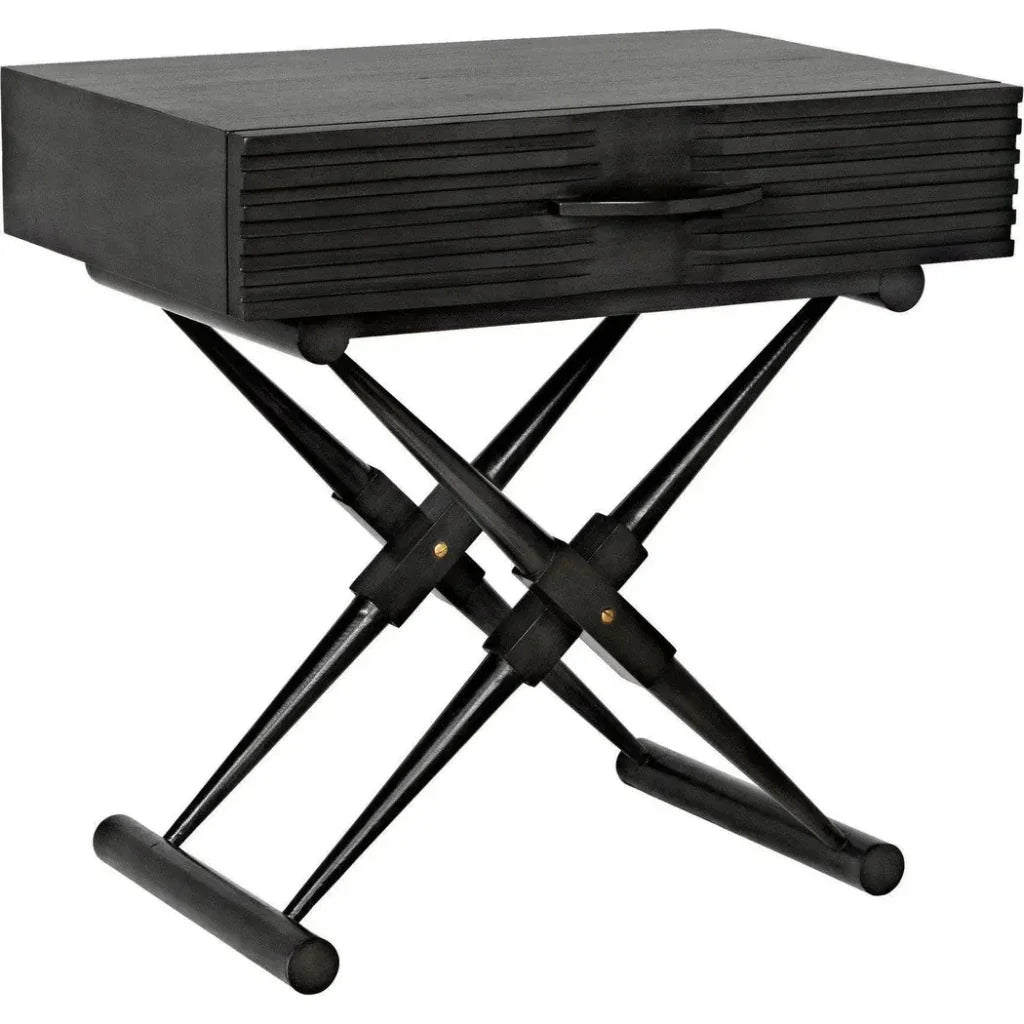 Noir Zanta Wood Rectangle Side Table