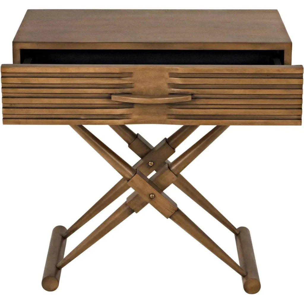 Noir Zanta Wood Rectangle Side Table