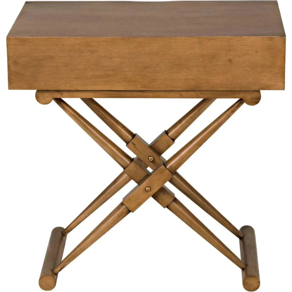 Noir Zanta Wood Rectangle Side Table
