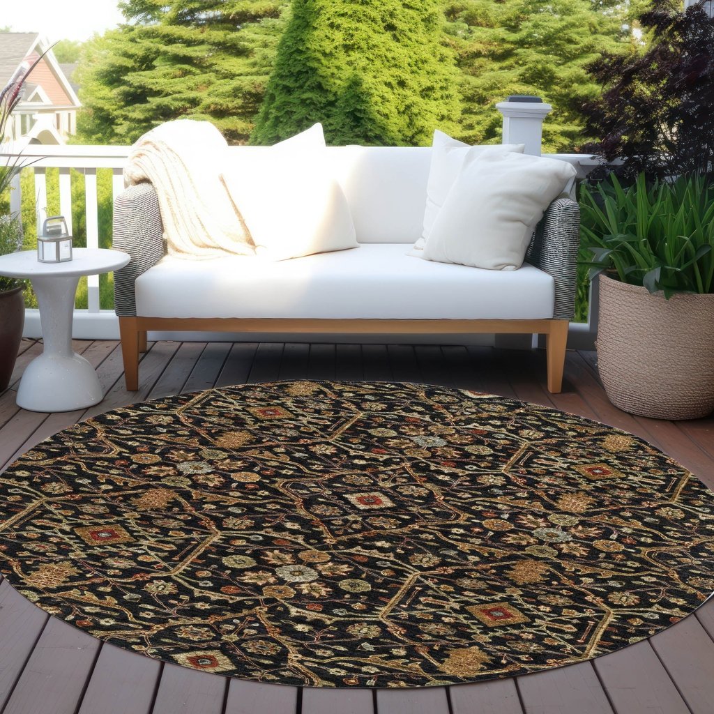 LOOMLAN Rugs Zara Black Washable Indoor-Outdoor Rug