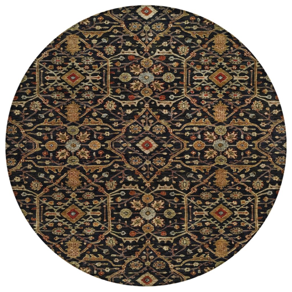 LOOMLAN Rugs Zara Black Washable Indoor-Outdoor Rug