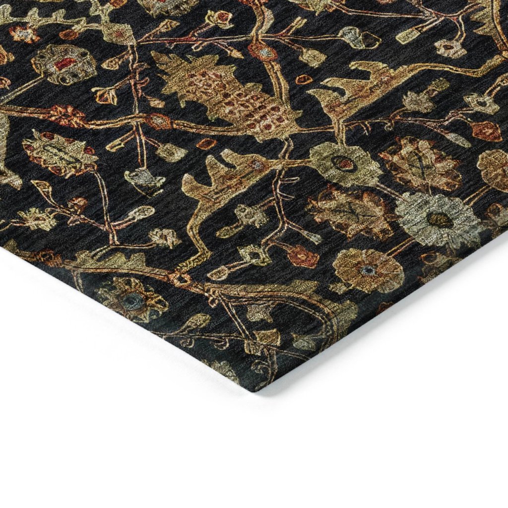 LOOMLAN Rugs Zara Black Washable Indoor-Outdoor Rug