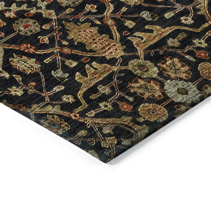 LOOMLAN Rugs Zara Black Washable Indoor-Outdoor Rug