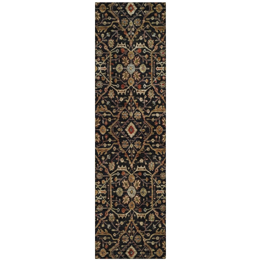 LOOMLAN Rugs Zara Black Washable Indoor-Outdoor Rug