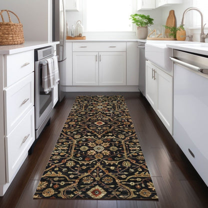 LOOMLAN Rugs Zara Black Washable Indoor-Outdoor Rug