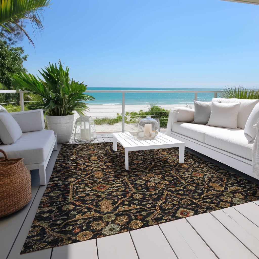 LOOMLAN Rugs Zara Black Washable Indoor-Outdoor Rug