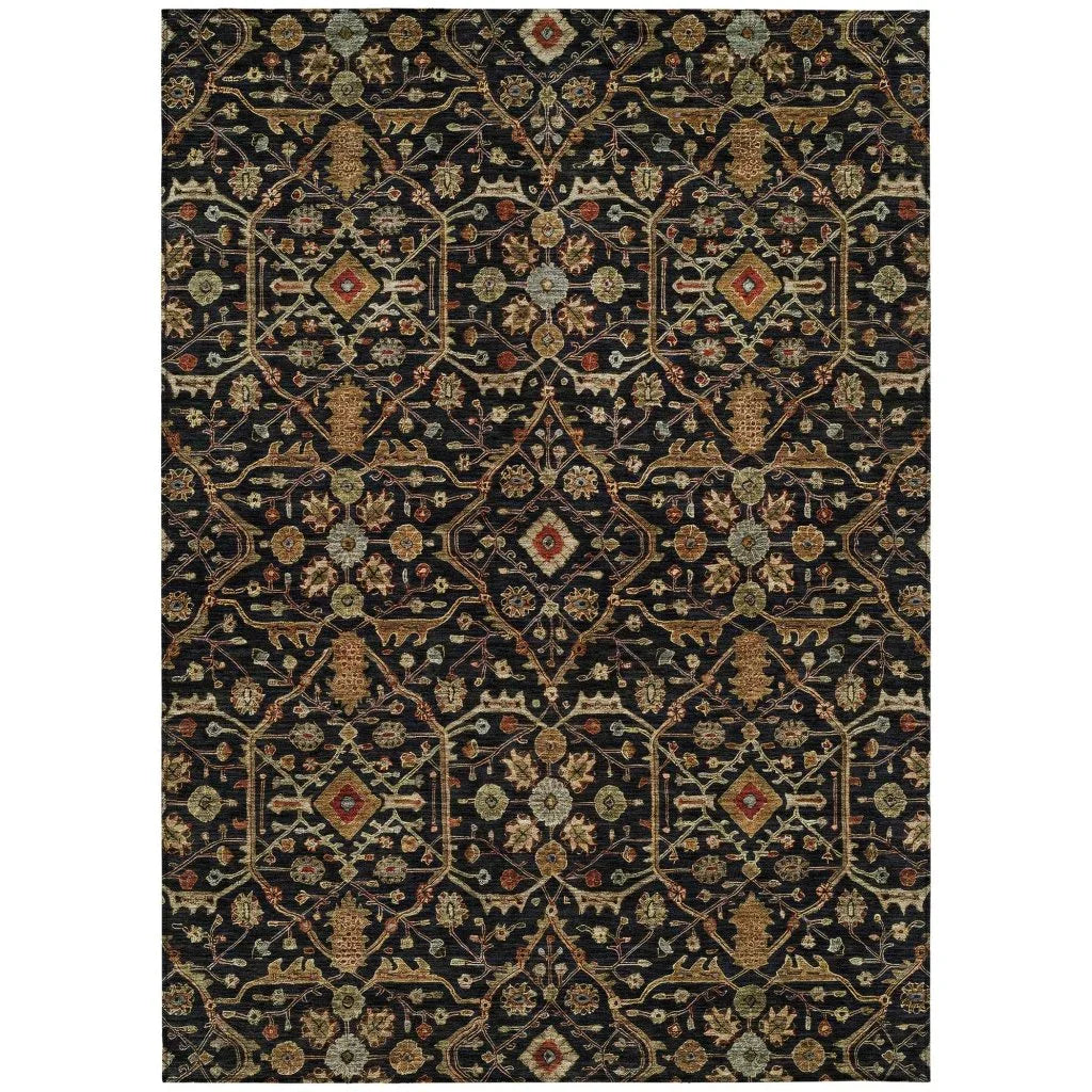 LOOMLAN Rugs Zara Black Washable Indoor-Outdoor Rug