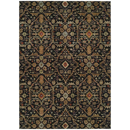 LOOMLAN Rugs Zara Black Washable Indoor-Outdoor Rug