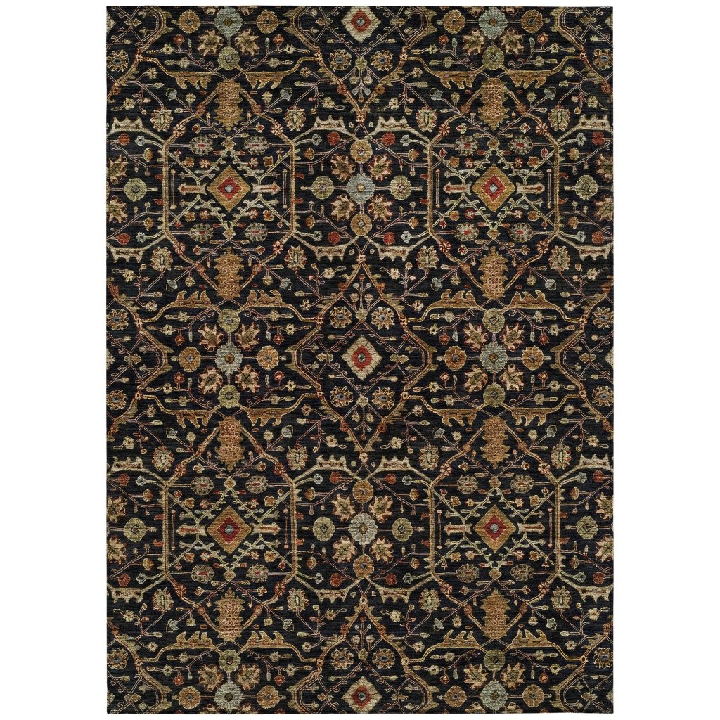 LOOMLAN Rugs Zara Black Washable Indoor-Outdoor Rug