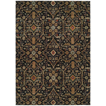LOOMLAN Rugs Zara Black Washable Indoor-Outdoor Rug