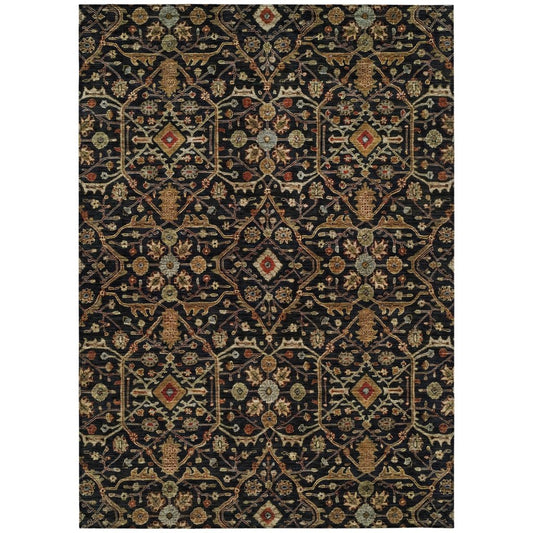 LOOMLAN Rugs Zara Black Washable Indoor-Outdoor Rug