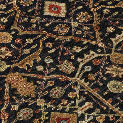 LOOMLAN Rugs Zara Black Washable Indoor-Outdoor Rug