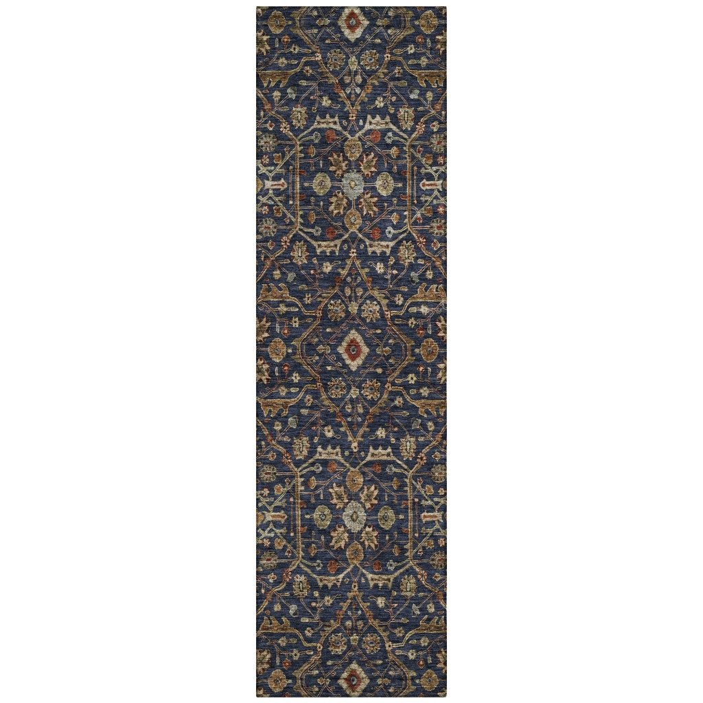 LOOMLAN Rugs Zara Blue Washable Indoor-Outdoor Rug