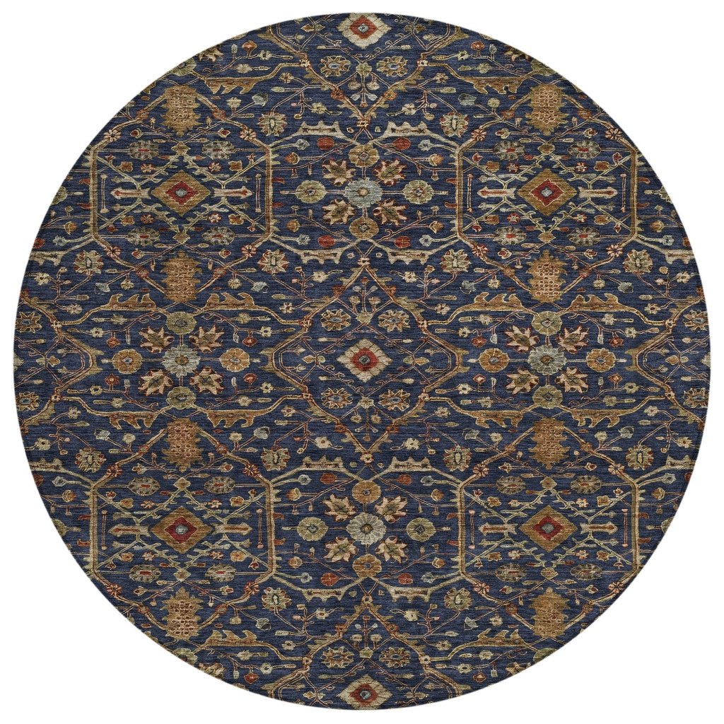 LOOMLAN Rugs Zara Blue Washable Indoor-Outdoor Rug