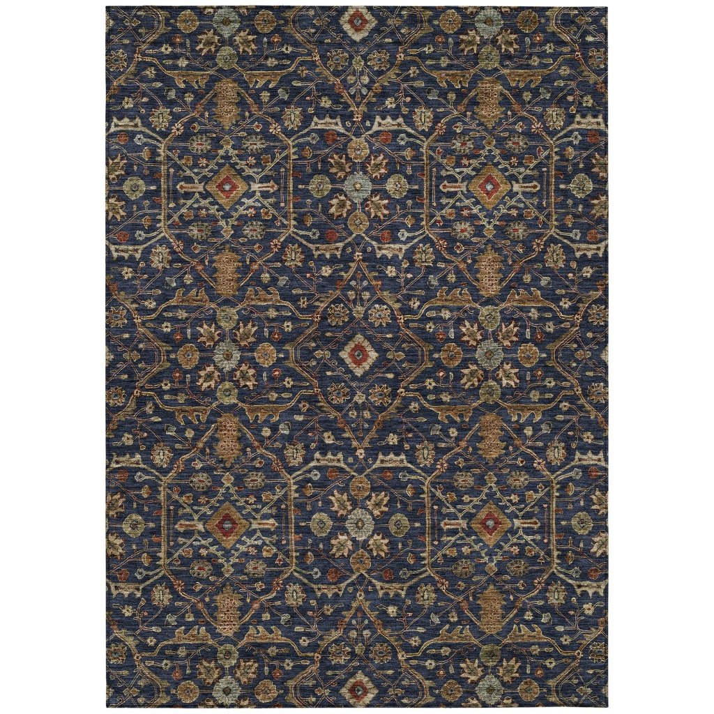 LOOMLAN Rugs Zara Blue Washable Indoor-Outdoor Rug