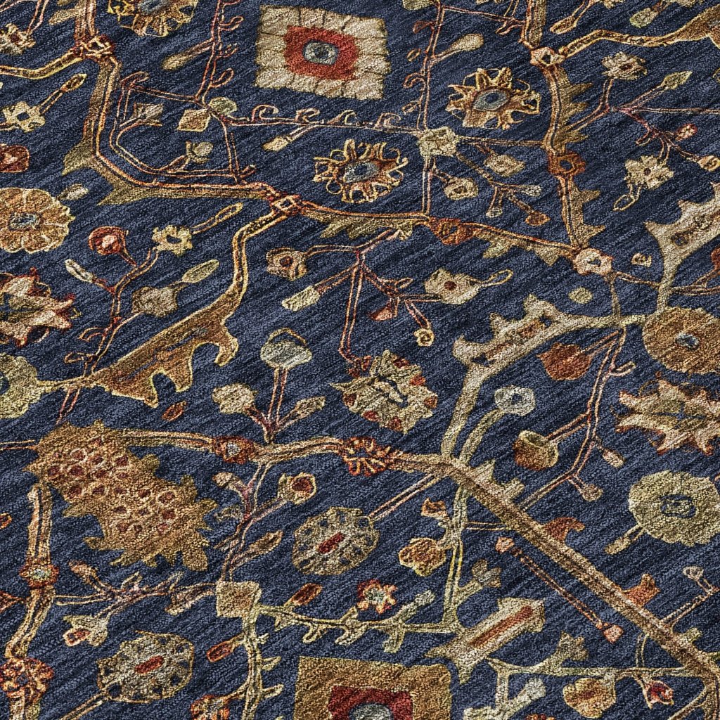 LOOMLAN Rugs Zara Blue Washable Indoor-Outdoor Rug