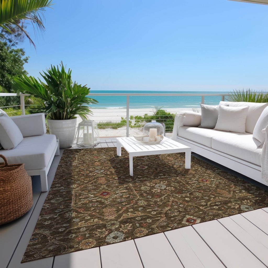 LOOMLAN Rugs Zara Brown Washable Indoor-Outdoor Rug