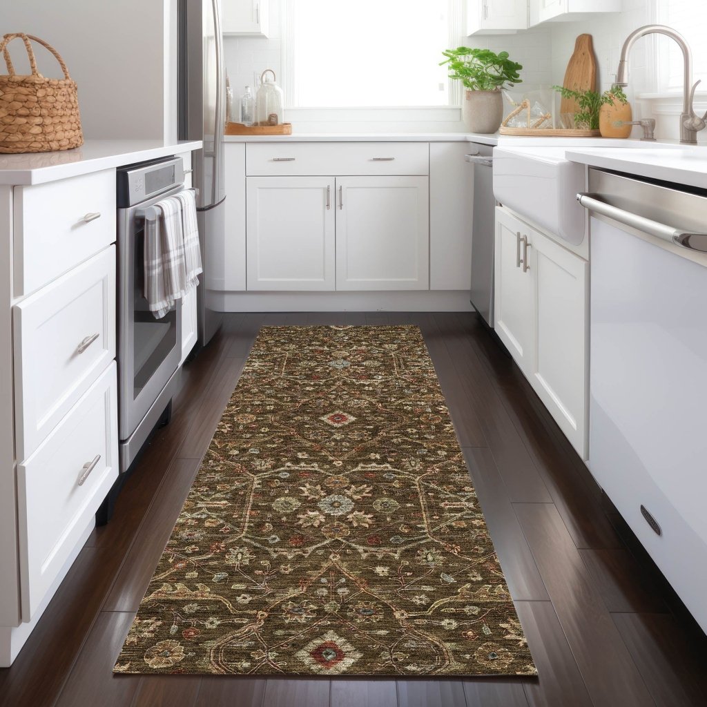 LOOMLAN Rugs Zara Brown Washable Indoor-Outdoor Rug